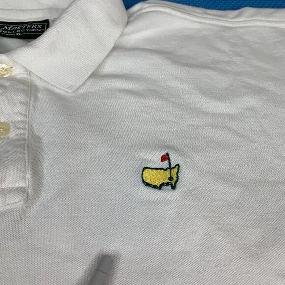 Master Collection Men’s Size XL 60's Two Ply Mercerized White Polo Shirt W/ Logo - Picture 10 of 15